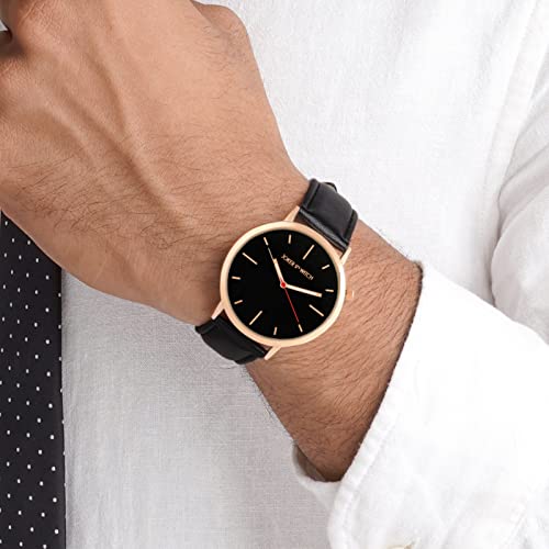 Joker & Witch Manchester 40mm Black Dial 20mm Black Faux Leather Watch for Men - Image 2
