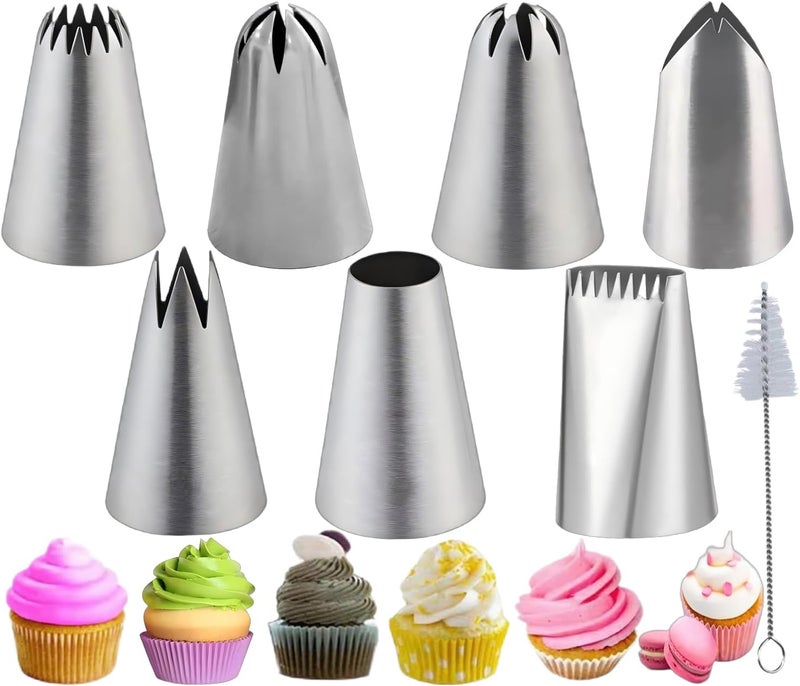 MDLJG Large Piping Tips Set, Stainless Steel Cake Decorating Icing Tips Nozzles, Pastry Cake Decorating Tips Baking Tools For Cookies Cupcake Decorating Kit (1M 2D 1A 6B 853 895 114) - Image 1