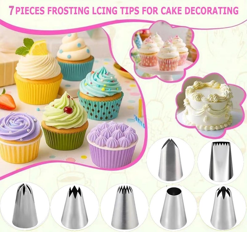 MDLJG Large Piping Tips Set, Stainless Steel Cake Decorating Icing Tips Nozzles, Pastry Cake Decorating Tips Baking Tools For Cookies Cupcake Decorating Kit (1M 2D 1A 6B 853 895 114) - Image 5
