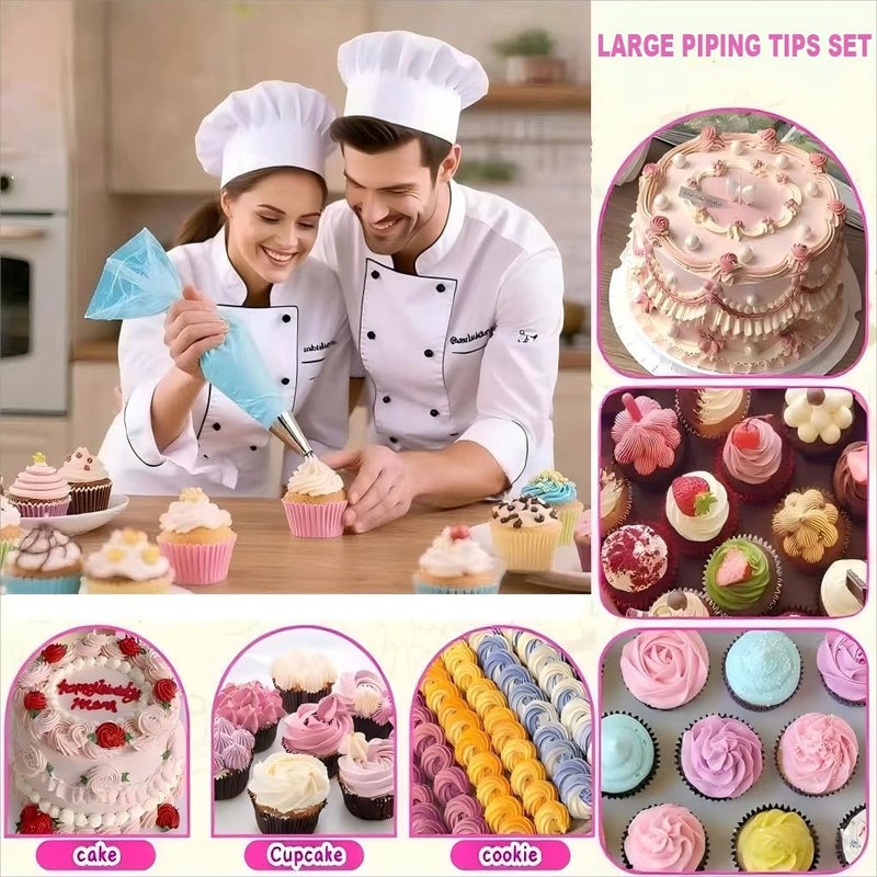 MDLJG Large Piping Tips Set, Stainless Steel Cake Decorating Icing Tips Nozzles, Pastry Cake Decorating Tips Baking Tools For Cookies Cupcake Decorating Kit (1M 2D 1A 6B 853 895 114) - Image 2