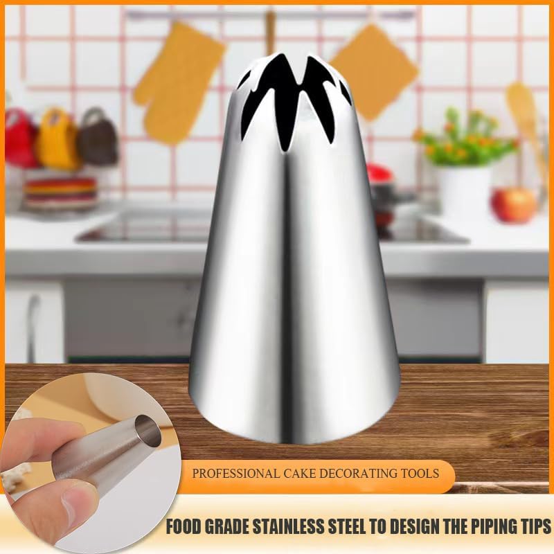 MDLJG Large Piping Tips Set, Stainless Steel Cake Decorating Icing Tips Nozzles, Pastry Cake Decorating Tips Baking Tools For Cookies Cupcake Decorating Kit (1M 2D 1A 6B 853 895 114) - Image 3
