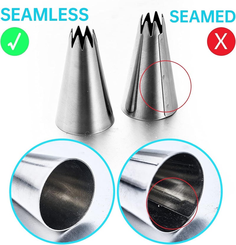 MDLJG Large Piping Tips Set, Stainless Steel Cake Decorating Icing Tips Nozzles, Pastry Cake Decorating Tips Baking Tools For Cookies Cupcake Decorating Kit (1M 2D 1A 6B 853 895 114) - Image 4