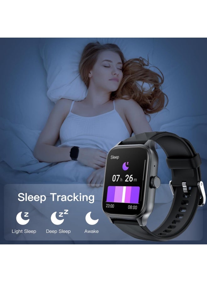 Weofly Active Smart Watch (Answer/Make Calls), 1.85" HD Touch Screen Smartwatch for Men Women Fitness Tracker with 100+ Sport Modes/Heart Rate/Blood Oxygen/Sleep Monitor IP67 Waterproof (Black) - Image 5