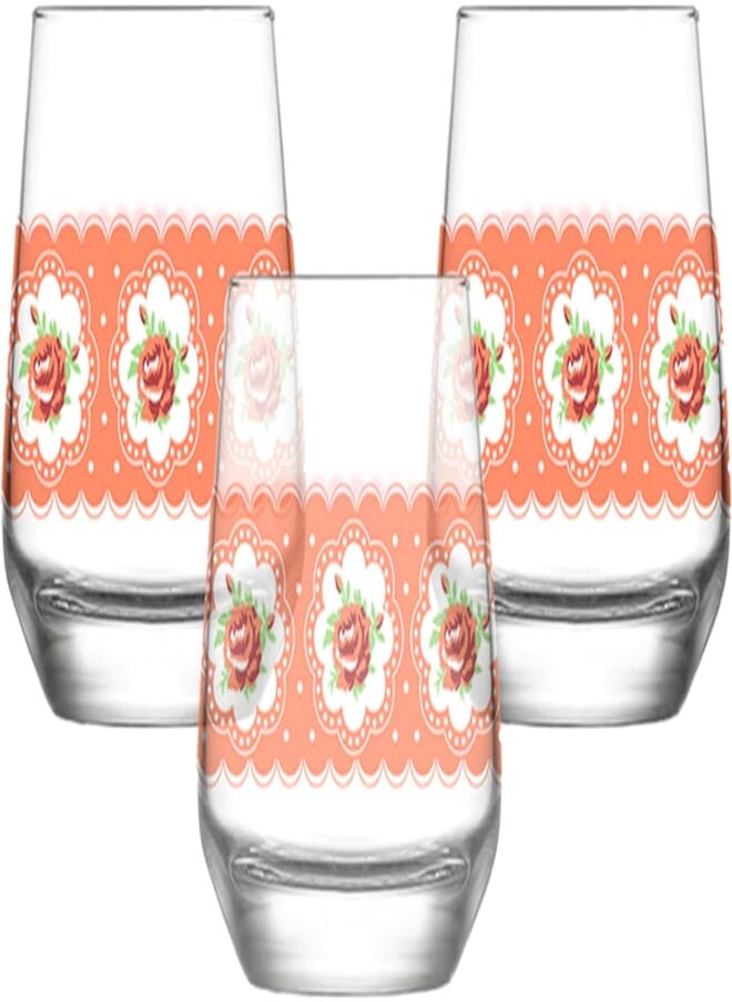 LAV LAV LAL Glass Decala Print 2610/345 cc / 3 Pcs/Elegant design, Trusted Brand, Attractive shape of Water, Soft Drink, Smoothies, Juices, Cocktails/High Quality Materials 