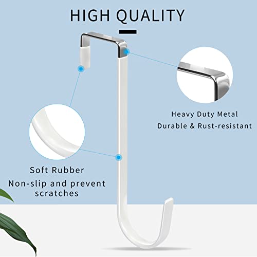FYY Over The Door Hooks, 4 Pack Upgraded Long Door Hangers Hooks with Rubber Prevent Scratches Heavy Duty Organizer Hooks for Hanging Clothes, Towels, Hats, Coats, Bags White - Image 3