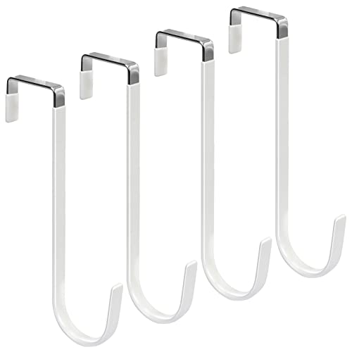 FYY Over The Door Hooks, 4 Pack Upgraded Long Door Hangers Hooks with Rubber Prevent Scratches Heavy Duty Organizer Hooks for Hanging Clothes, Towels, Hats, Coats, Bags White - Image 1