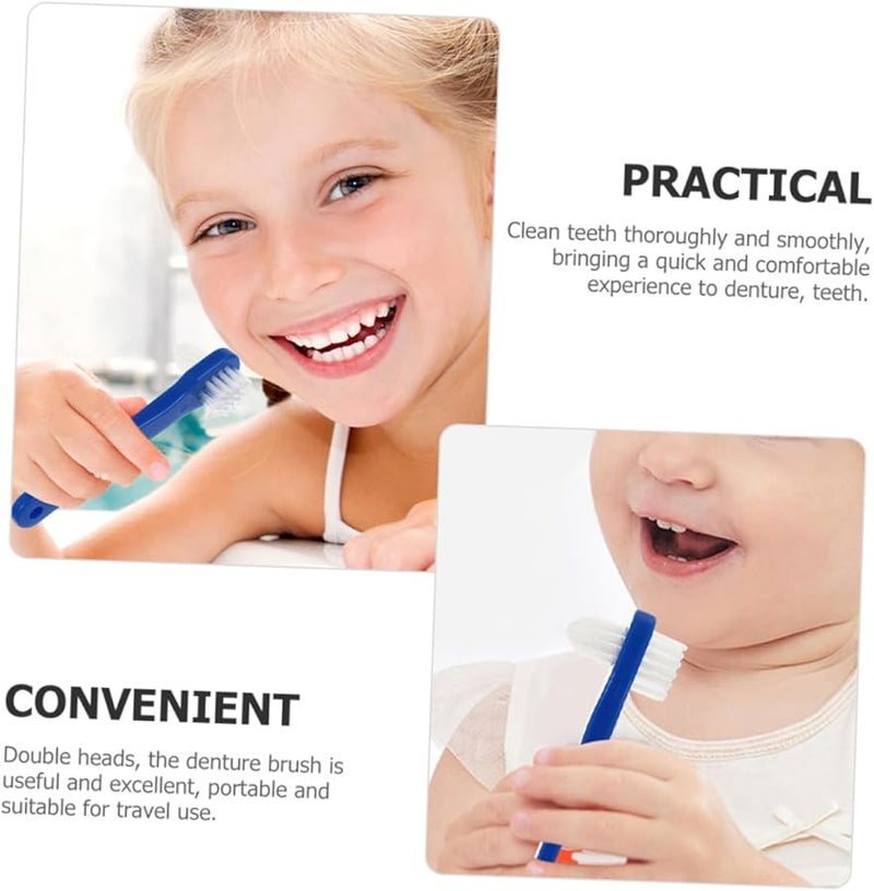 4Pcs Dual Head Denture Cleaning Brush Portable Travel Toothbrush Set - Image 5