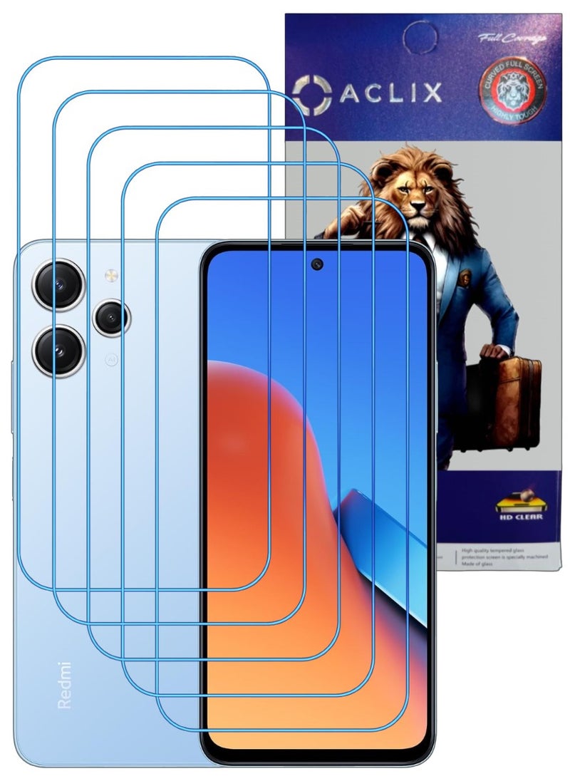 ACLIX 5 Pieces Antistatic ESD Dustproof Premium Quality High Definition Clear Tempered Glass Screen Protector Designed For Xiaomi Redmi 12 - Image 1