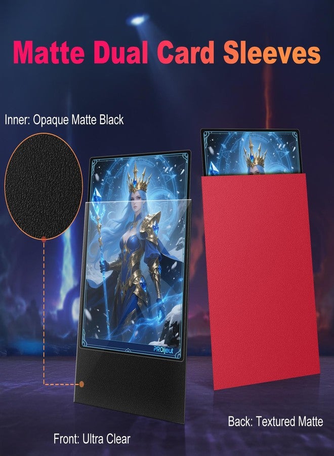 Proijeut 200 Pack Card Sleeves, Matte Dual Trading Card Sleeves with Opaque Back & Smooth Shuffle, Tear Resistant Card Protectors for MTG (Angry Red) - Image 2