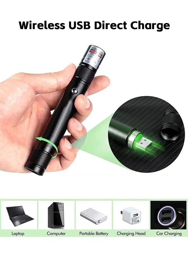 فزاع Long Distance Green Laser Pointer, 2000m Laser Pointer High Power Pen, Green Laser Pointer Rechargeable for Hiking, USB Rechargeable, with Star Cap Adjustable Focus, Suitable for Projector - Image 4