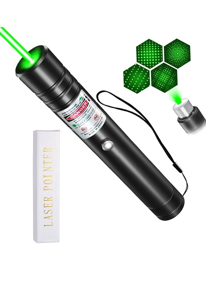 فزاع Long Distance Green Laser Pointer, 2000m Laser Pointer High Power Pen, Green Laser Pointer Rechargeable for Hiking, USB Rechargeable, with Star Cap Adjustable Focus, Suitable for Projector - Image 1