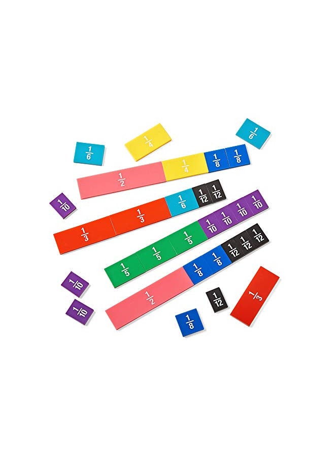 hand2mind hand2mind Plastic Double-Sided Decimal and Fraction Tiles, Montessori Math Materials, Fraction Manipulatives, Unit Fraction, Fraction Bars Math Manipulatives, Homeschool Supplies (Set of 51) - Image 1