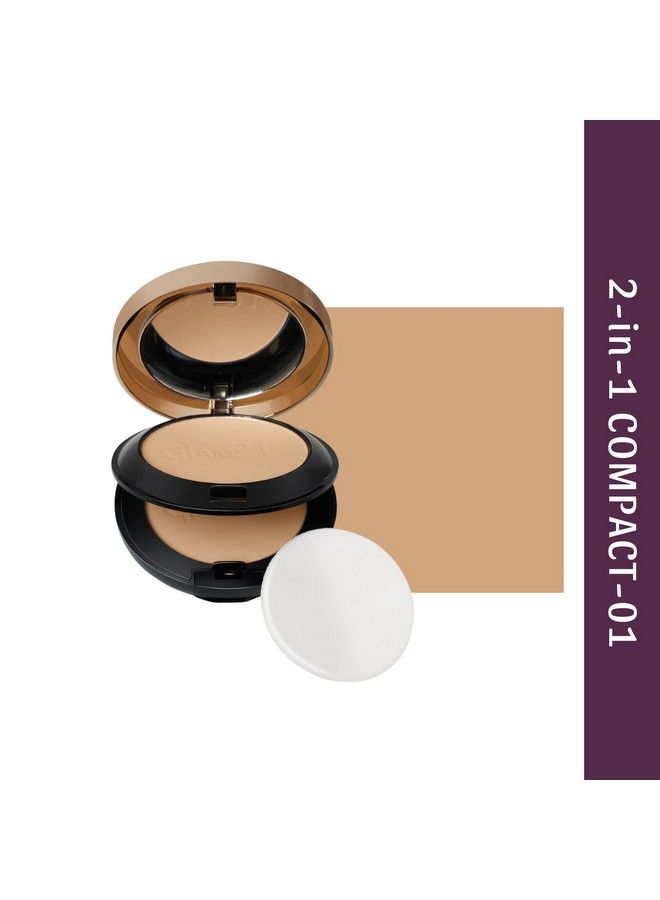 Glam 21 غلام21 "2 في 1" بودرة مضغوطة عالية الدقة؛ خالية من الزيت، مقاومة للماء، مقاومة للعرق؛ تركيبة تدوم طويلاً؛ مناسبة للبشرة الدهنية؛ عاج طبيعي 20 غرام - Image 3