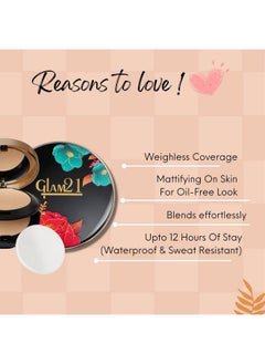 Glam 21 Glam21 "2 In 1" Hd Compact Powder; Oil Free Waterproof Sweat Resistant Formula ; Long Lasting Freshness;Suitable For Oily Skin;Natural Ivory20Gm  - Image 4