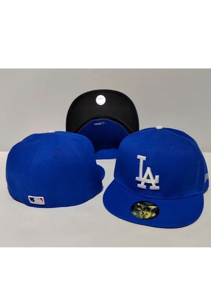 NEW ERA MLB Los Angeles Dodgers Baseball Cap, Classic LA Embroidered Blue Flat - Brim Hat-61.5cm