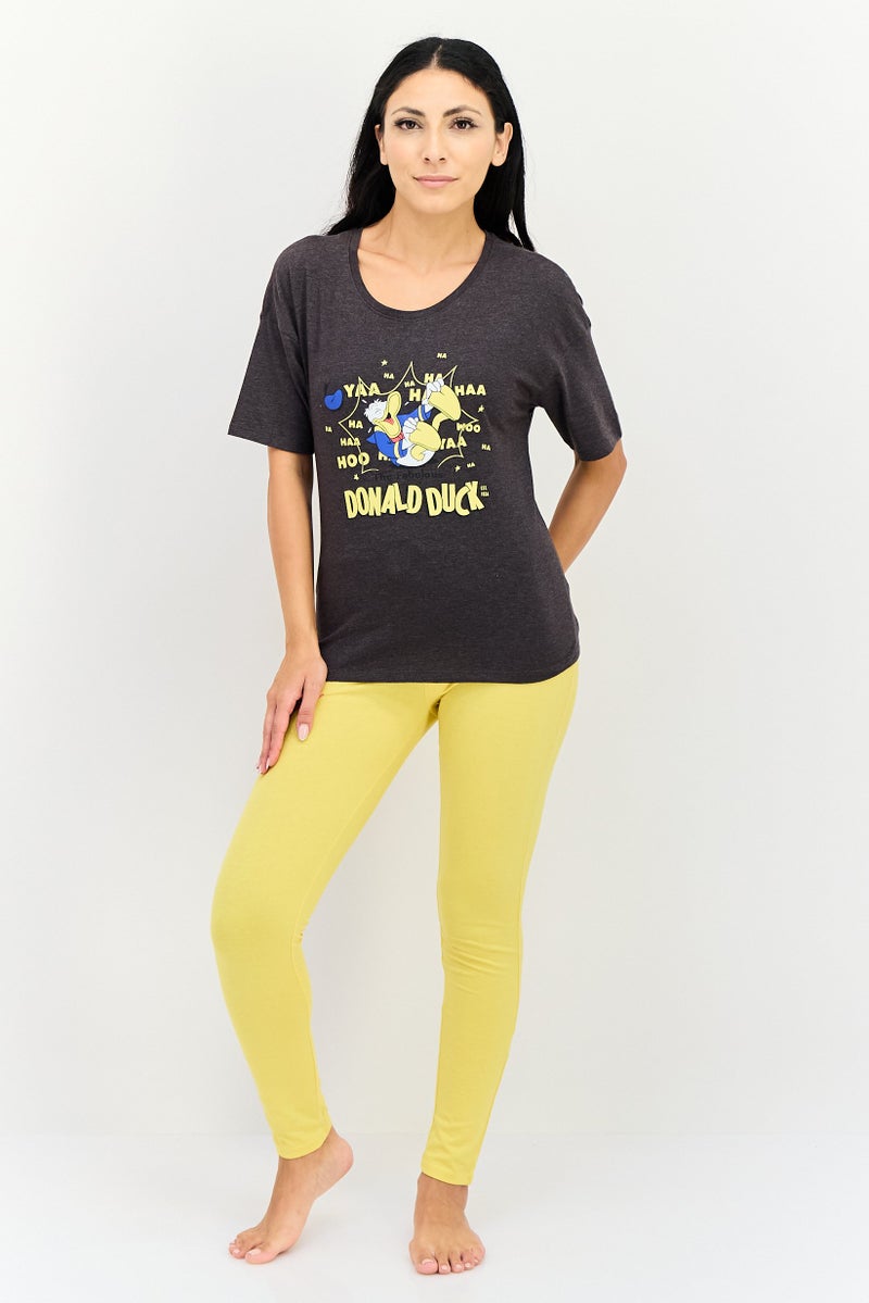 zivame Disney x Zivame Women Crew Neck Graphic Print Short Sleeve Sleepwear, Dark Grey - Image 4