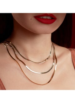 Gold Zone Real Gold Omega Snake Herringbone Belt Chain Necklace  - Image 1