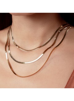 Gold Zone Real Gold Omega Snake Herringbone Belt Chain Necklace  - Image 3