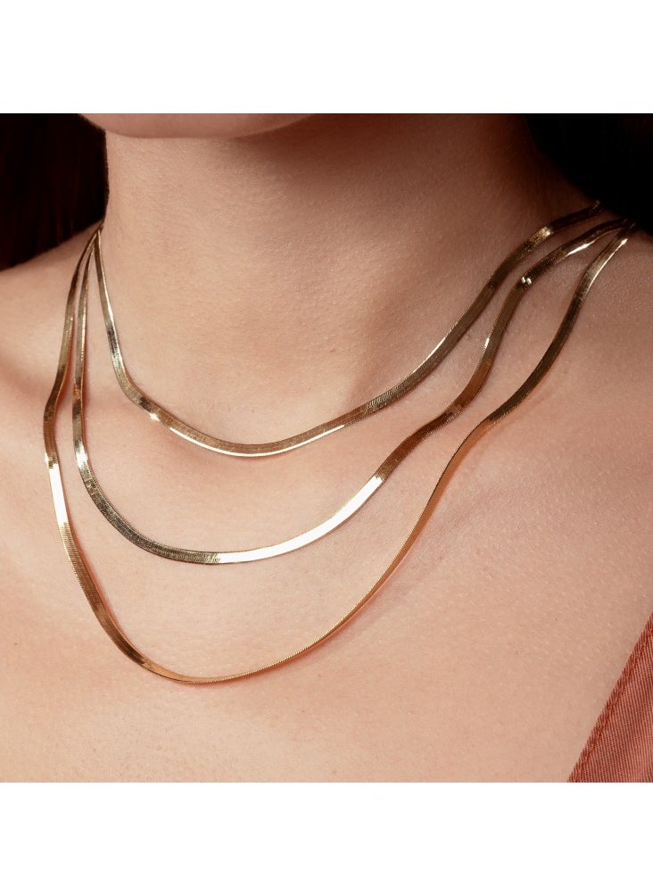 Gold Zone Real Gold Omega Snake Herringbone Belt Chain Necklace  - Image 3