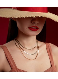 Gold Zone Real Gold Omega Snake Herringbone Belt Chain Necklace  - Image 4