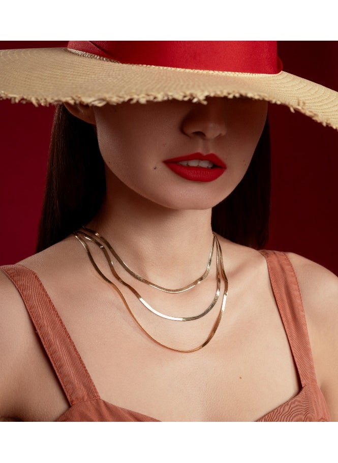 Gold Zone Real Gold Omega Snake Herringbone Belt Chain Necklace  - Image 4