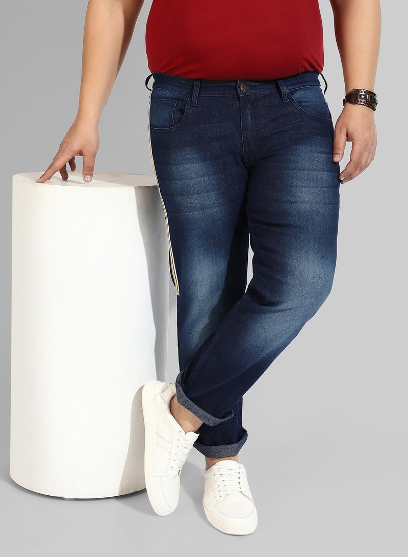 Instafab Plus Men's Classic Blue Dark-Washed Regular Fit Denim Jeans - Image 1