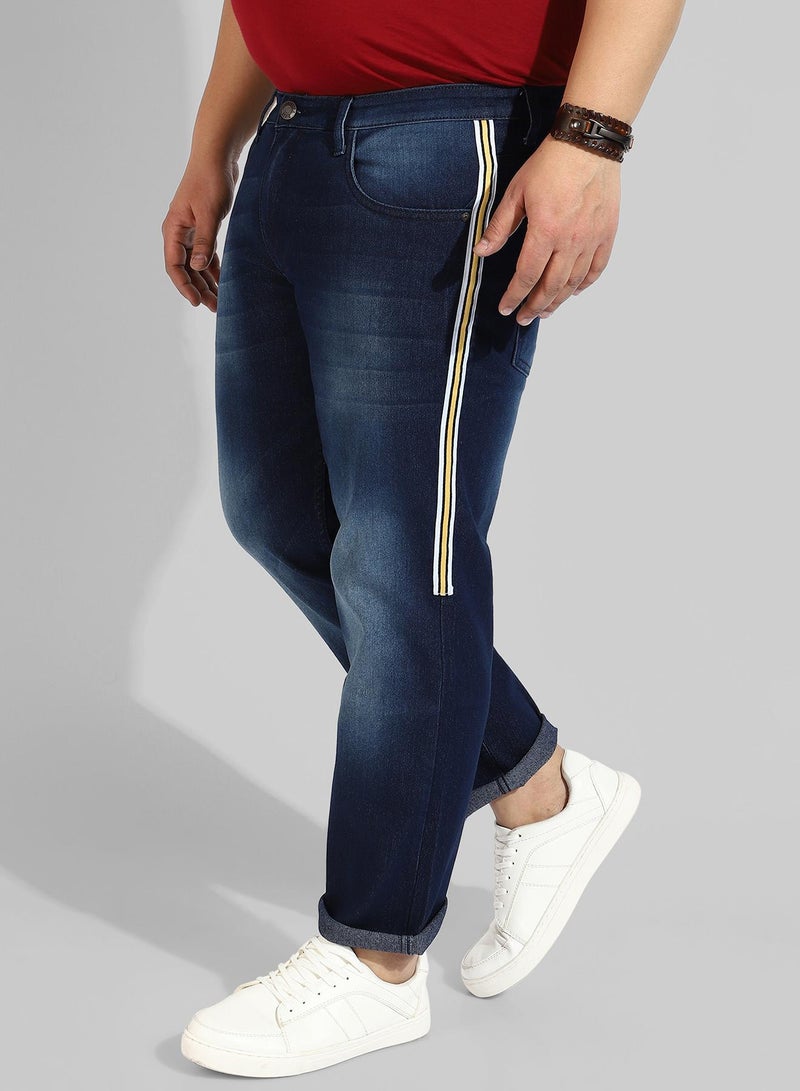 Instafab Plus Men's Classic Blue Dark-Washed Regular Fit Denim Jeans - Image 3
