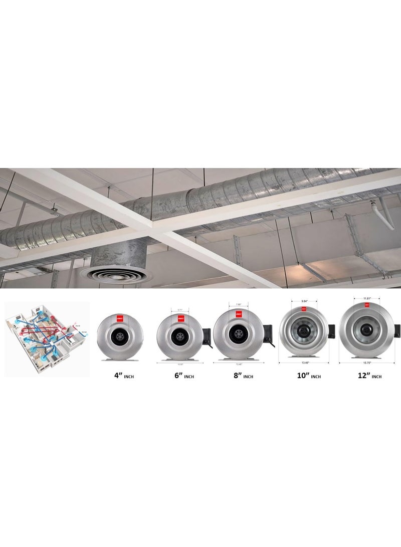 نوفيكس مروحة طرد مركزي معدنية متينة مدمجة للمنازل والمصانع والمطابخ والحمامات ومروحة تهوية (أربع بوصات) - Image 3