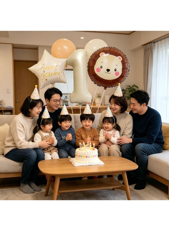 Party 1st birthday party decoration supplies matte cartoon little lion shaped aluminum film balloon set - Image 3