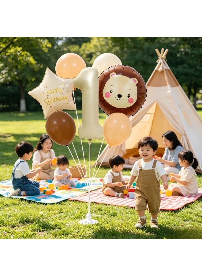 Party 1st birthday party decoration supplies matte cartoon little lion shaped aluminum film balloon set - Image 2