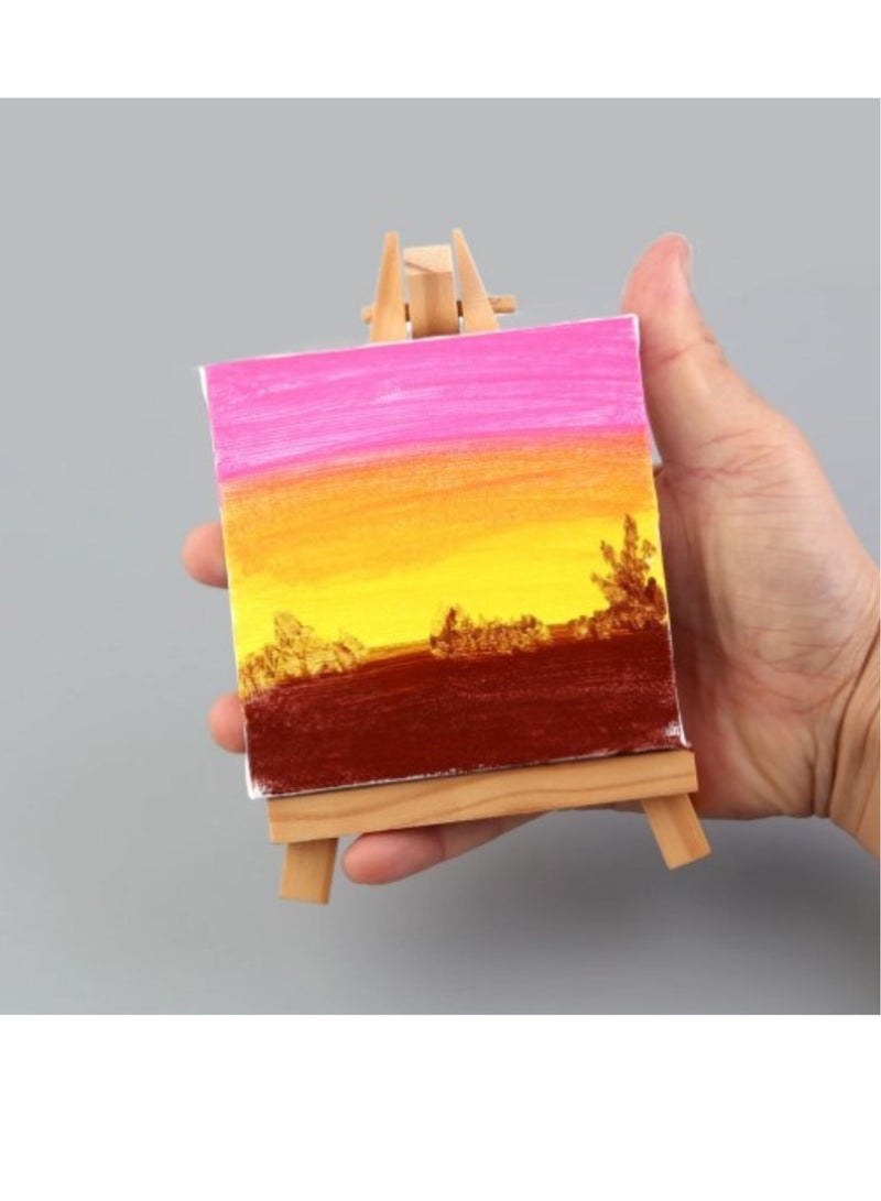 MOTARRO Mini Art Painting Craft Drawing Kids Easel 6X6CM With Stand  White Cotton Artist Canvas Boards for Painting Acrylic Pouring Oil Paint Dry & Wet Art Media  - Image 5