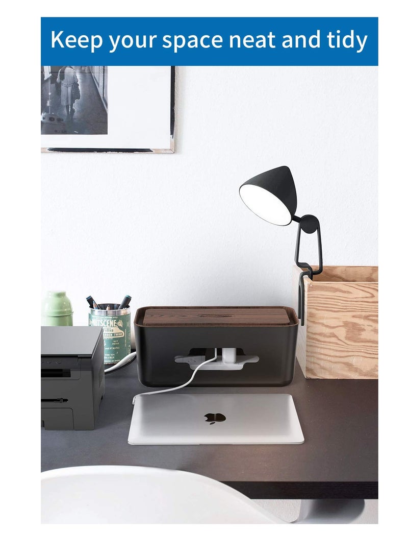 Excefore Cable Organizer Box, Cable Management Box with Holder, Plastic Cable Storage Box for Desktop, Power Strip Wire Organizer Case Anti Dust - Image 4