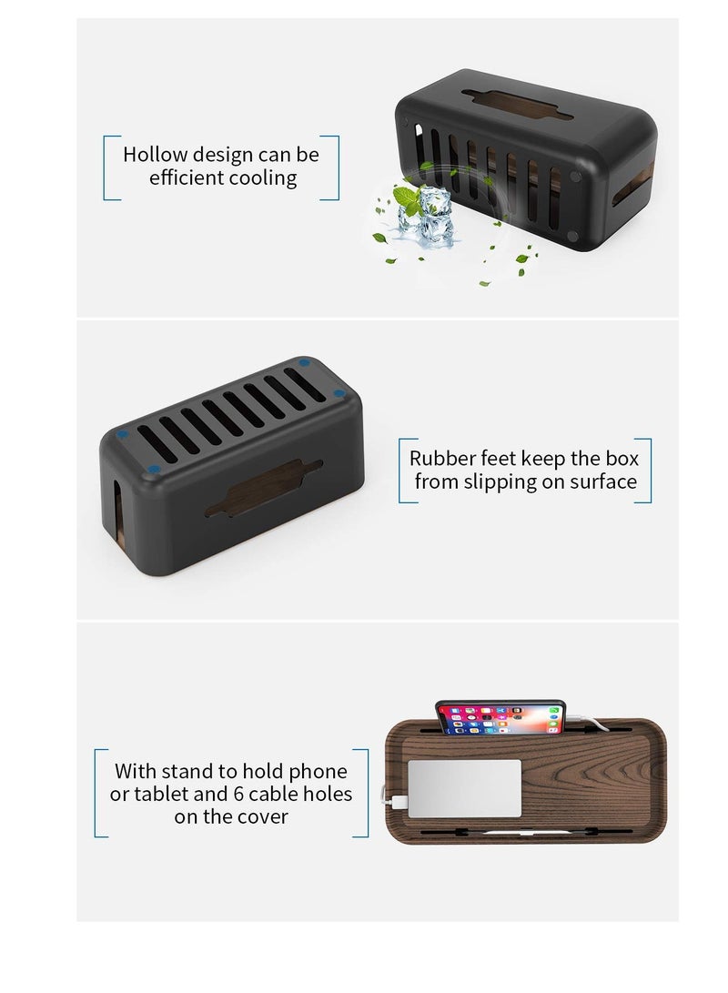 Excefore Cable Organizer Box, Cable Management Box with Holder, Plastic Cable Storage Box for Desktop, Power Strip Wire Organizer Case Anti Dust - Image 3