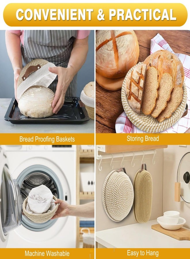 Nikkar Banneton Bread Proofing Basket Set of 2, 9Inch Round 10Inch Oval Cotton Rope Sourdough Bread Baking Supplies Proofing Bowls with Liners & Covers Gifts for Bakers Women Wife Mom - Image 2