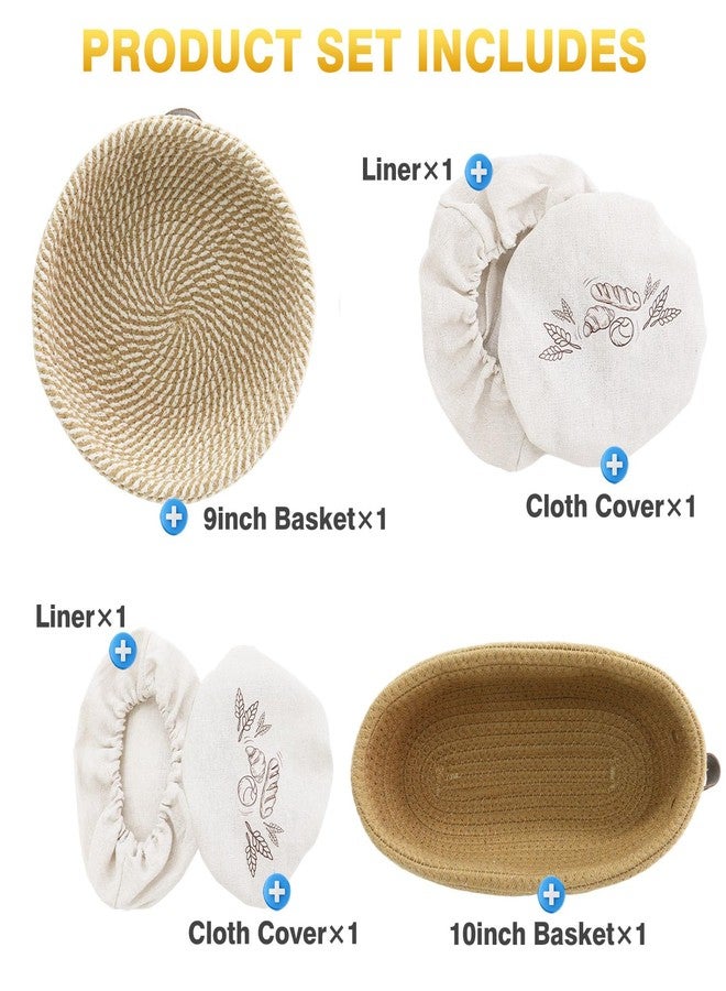 Nikkar Banneton Bread Proofing Basket Set of 2, 9Inch Round 10Inch Oval Cotton Rope Sourdough Bread Baking Supplies Proofing Bowls with Liners & Covers Gifts for Bakers Women Wife Mom - Image 5