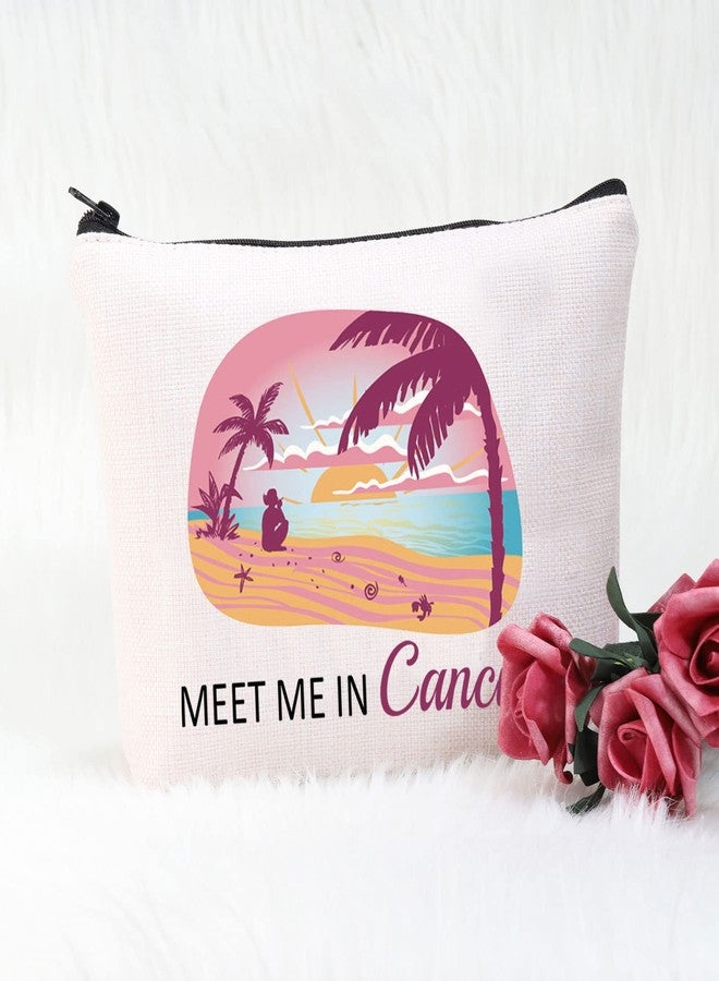 POFULL Cancun Vacation Gift Mexico Cancun Bachelorette Gift Meet Me In Cancun Travel Cosmetic Pouch (Cancun bag) - Image 4