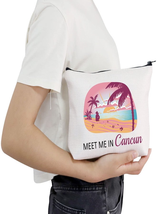 POFULL Cancun Vacation Gift Mexico Cancun Bachelorette Gift Meet Me In Cancun Travel Cosmetic Pouch (Cancun bag) - Image 5