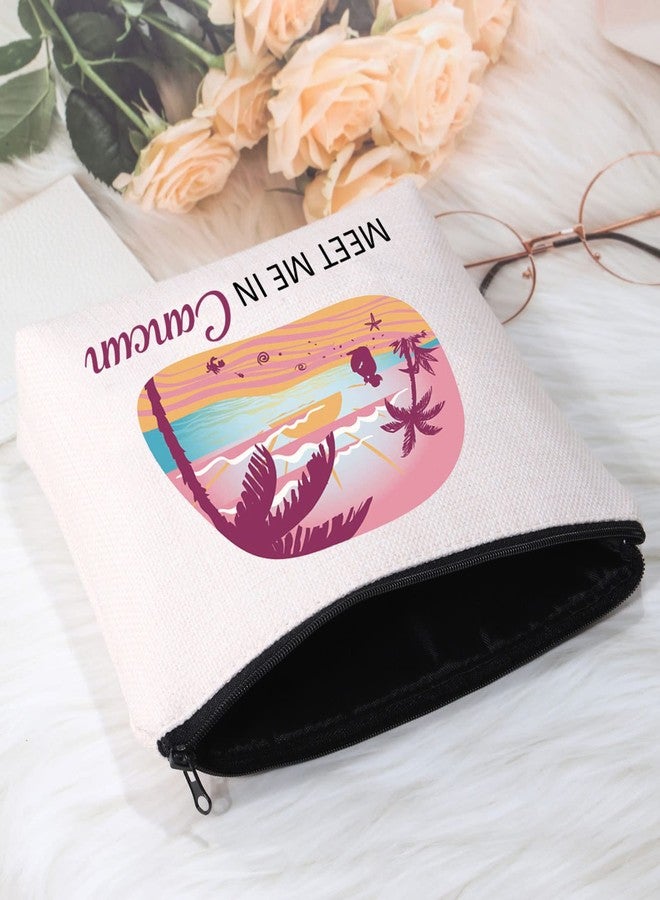 POFULL Cancun Vacation Gift Mexico Cancun Bachelorette Gift Meet Me In Cancun Travel Cosmetic Pouch (Cancun bag) - Image 3