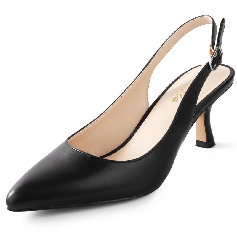 Ankis Slingback Heels for Women Closed Toe Women's Pumps Kitten Heel Wedding Party Casual Dress Shoes - Image 1