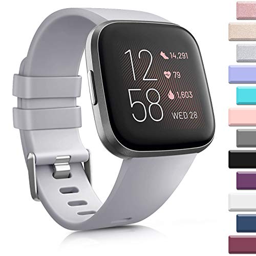 AK 3 Pack Soft TPU Bands Compatible with Fitbit Versa 2, Replacement Wristband Sports Waterproof Strap for Fitbit Versa Smart Watch Women Men (Small, Black/Navy Blue/Gray) - Image 4