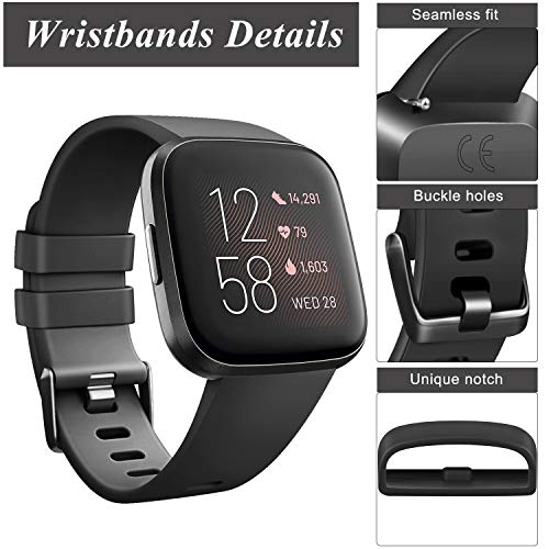 AK 3 Pack Soft TPU Bands Compatible with Fitbit Versa 2, Replacement Wristband Sports Waterproof Strap for Fitbit Versa Smart Watch Women Men (Small, Black/Navy Blue/Gray) - Image 5