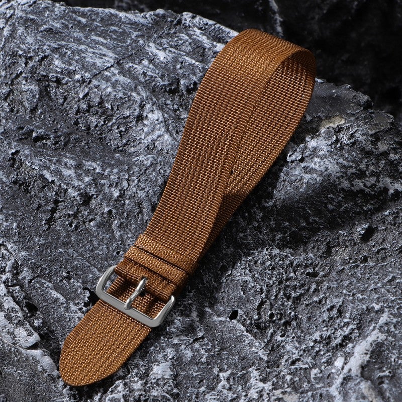 Generic New thin NATO nylon strap fits Huawei Seiko No.5 water ghost a canvas watch strap 20/22mm Brown
