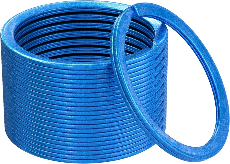 Silipac Heavy Duty Flat Split Keychain Rings - 12 Pack, Blue - Image 1
