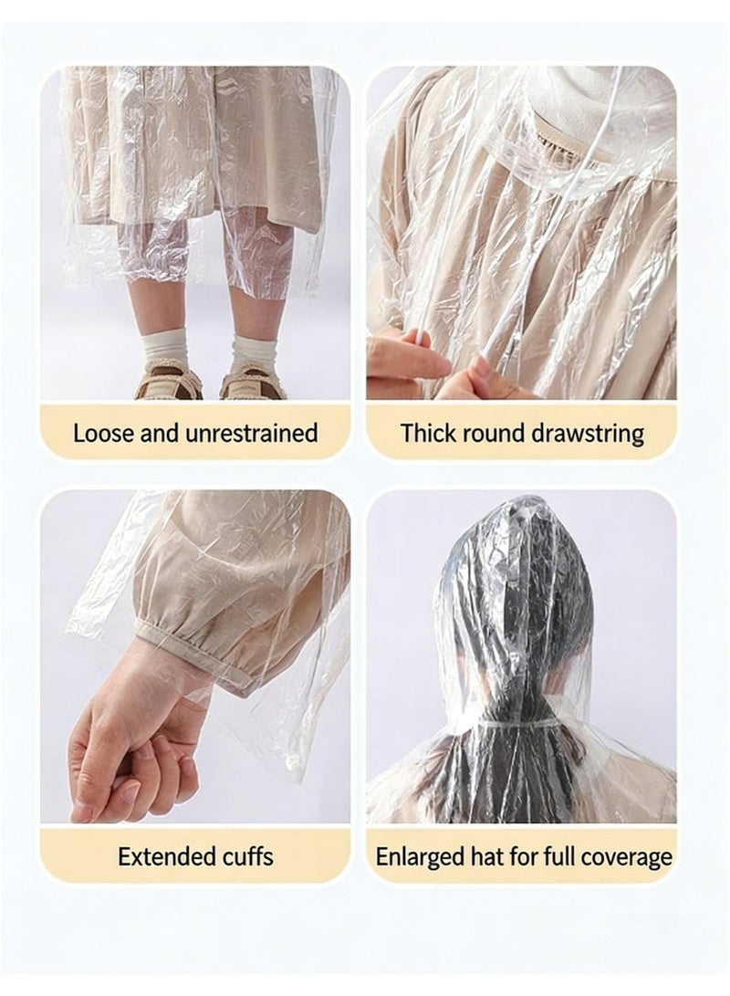 مجموعة 4 قطع معاطف مطر للاطفال للاستخدام مرة واحدة، معاطف مطر طويلة سميكة مقاومة للماء، ملابس مطر محمولة للطلاب في الهواء الطلق - Image 3