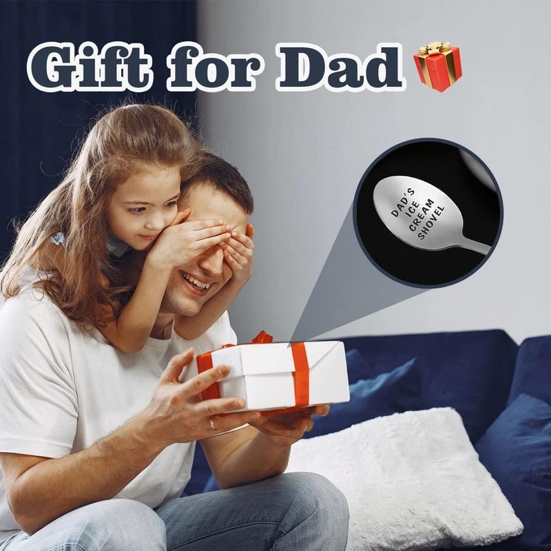 stormroo Gifts For Dad Men from Daughter Stocking Stuffers for men dad Ice Cream Spoon Scoop for Ice Cream Lovers, Christmas Gifts Funny Engraved Stainless Steel Shovel - Image 2