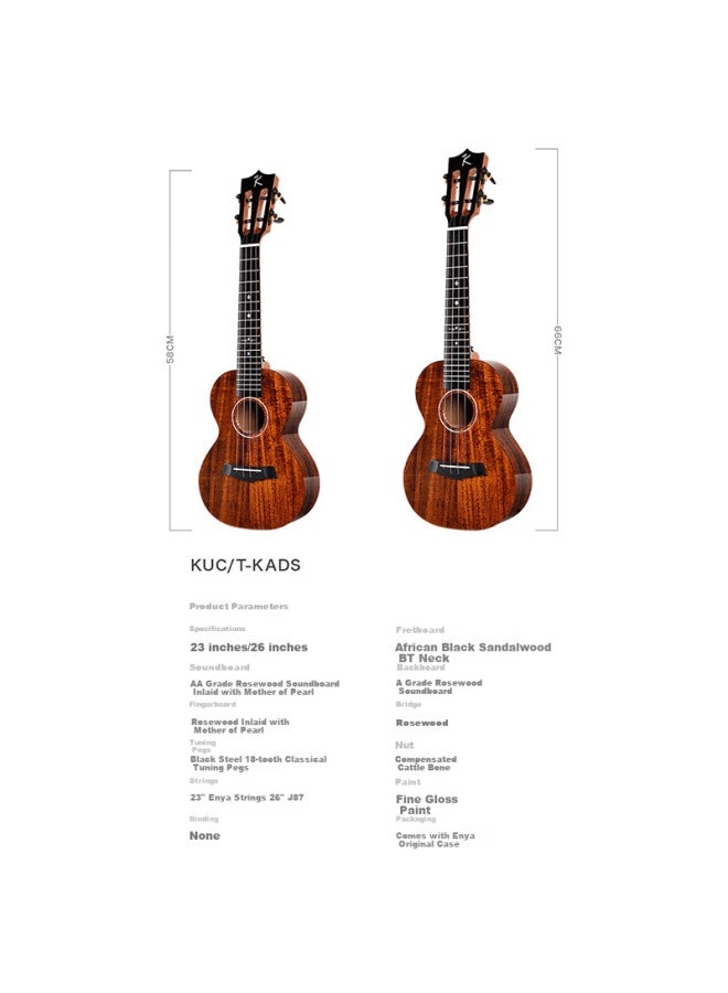 Kaka Kuc-kads Solid Acacia Top Ukulele, 23-inch Glossy Versio - Image 3