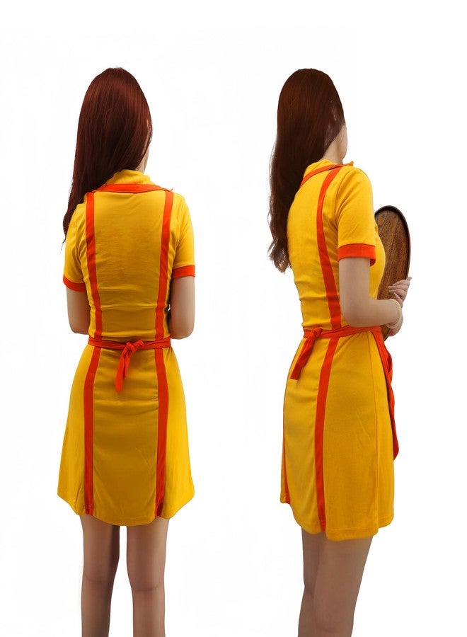 CosInStyle Women Cosplay Costume for Dinner Restaurant Girl Outfit Uniform with Apron Yellow Orange Girls Dress S-XL(Medium) - Image 5