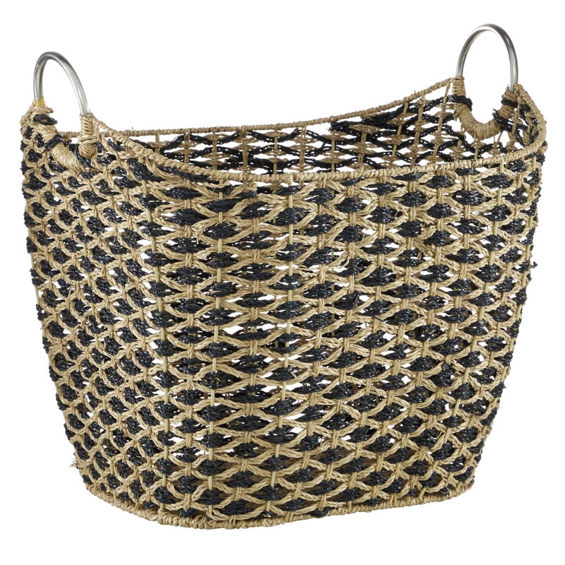 Deco 79 Seagrass Handmade Decorative and Functional Storage Basket Basket Organizer with Handles Basket for Storage 21 x 18 x 18 Brown