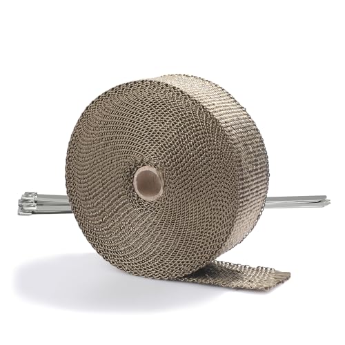 ARTR Titanium Wrap 2 Inch x 50 Feet Exhaust Header Heat Wrap Kit with 10pcs 11.8 Inch Stainless Steel Locking Ties - Image 1