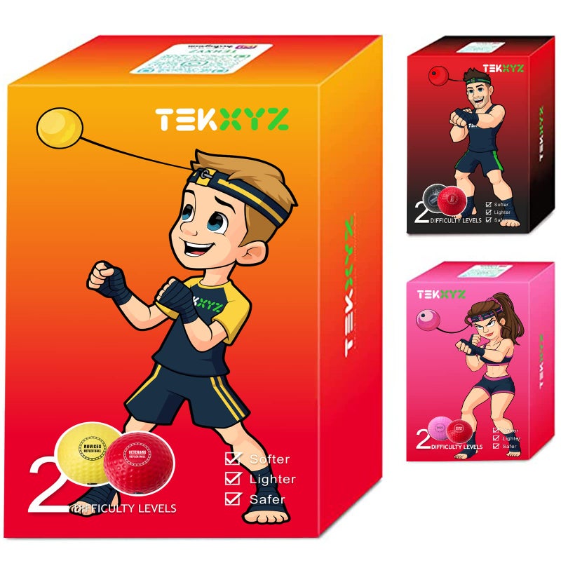 TEKXYZ Boxing Reflex Ball, 2 Difficulty Levels Boxing Ball with Headband, Perfect for Reaction, Agility, Punching Speed, Fight Skill and Hand Eye Coordination Training - Image 1